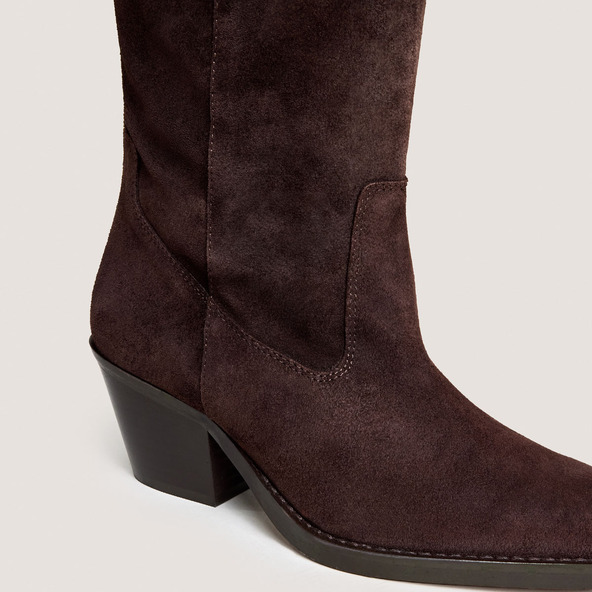 Jonak Pointed-Toe Boots In Dark Brown Split Leather BRESIL