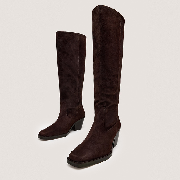 Jonak Pointed-Toe Boots In Dark Brown Split Leather BRESIL