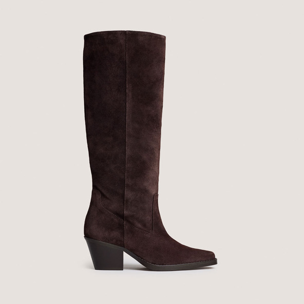 jonak Pointed-Toe Boots in dark brown split leather BRESIL