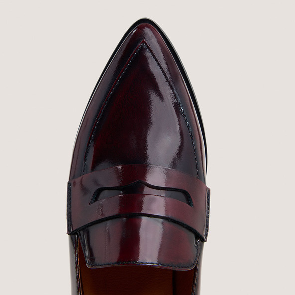 jonak Pointed-toe loafers in burgundy glazed leather AMIDA