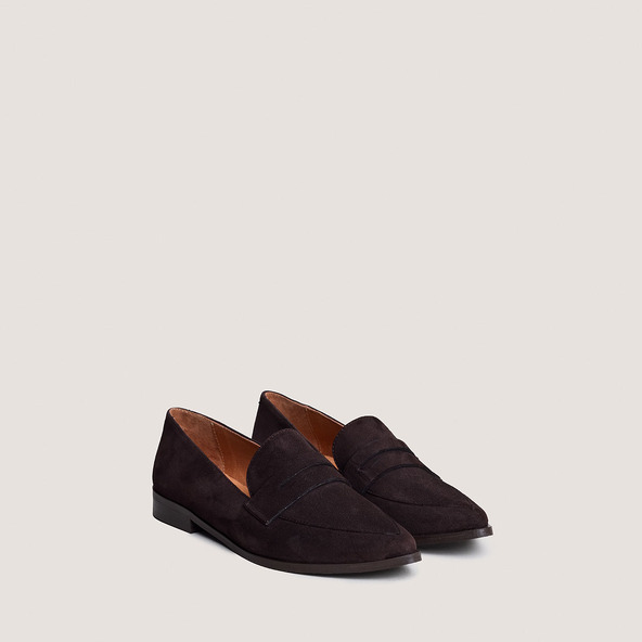 Jonak Pointed-toe Loafers In Dark Brown Velvet AMIDA