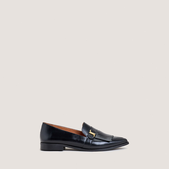 Jonak Pointed-toe Monogrammed Loafers In Black Leather ANONYME