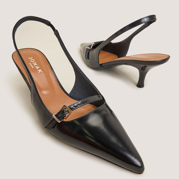 Jonak Pointed-toe Pumps In Black Glazed Leather DAMOISELLE