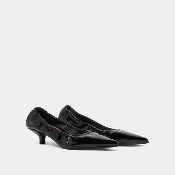 Jonak Pointed-toe Pumps In Black Pleated Varnish DOUA