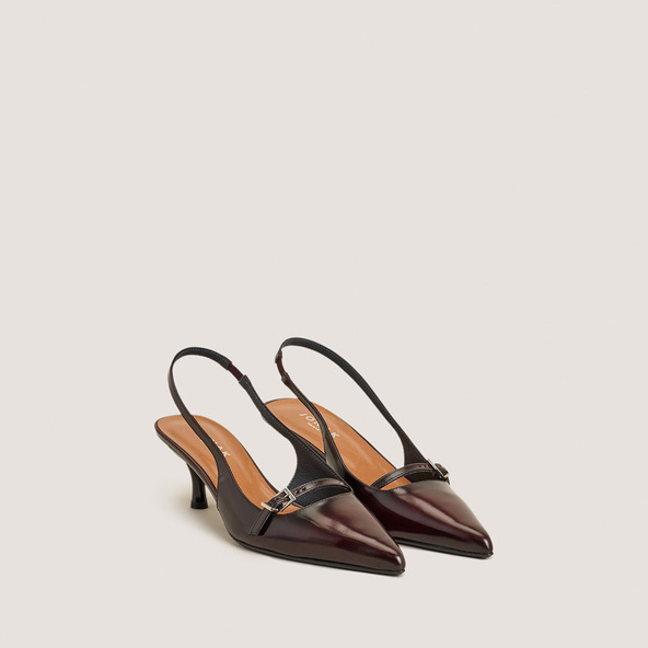 Jonak Pointed-toe Pumps In Burgundy Glazed Leather DAMOISELLE