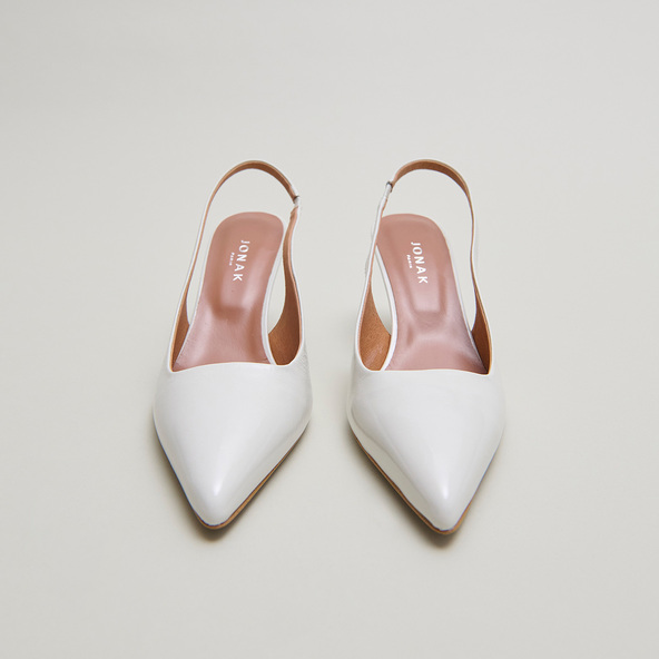 jonak Pointed-toe pumps in pearl pleated varnish DIAMANTINE