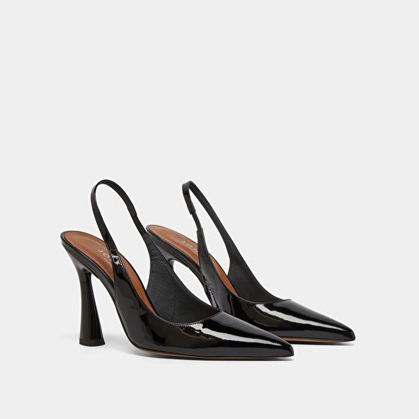 Jonak Pointed Toe Slingback Pumps In Black Patent DRESSY