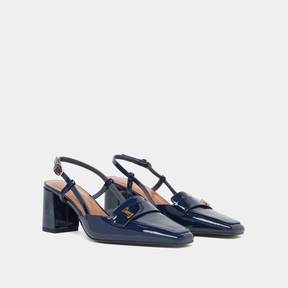 Jonak Pointed-toe Slingbacks In Marine Varnish DESPUES