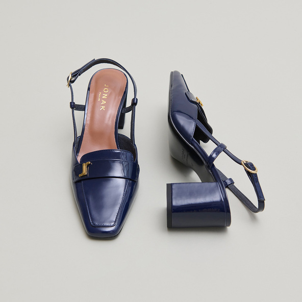 jonak Pointed-toe slingbacks in marine varnish DESPUES