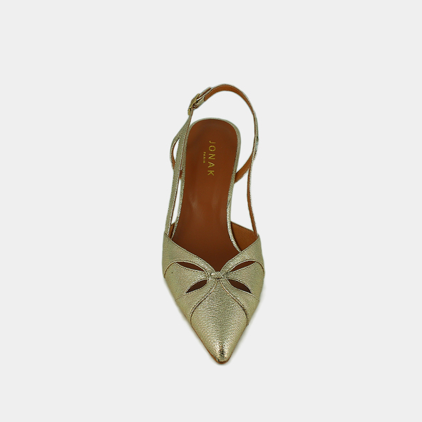 Jonak Pointed-toe Slingbacks In Platinum Metallic Synthetic DAMOUR