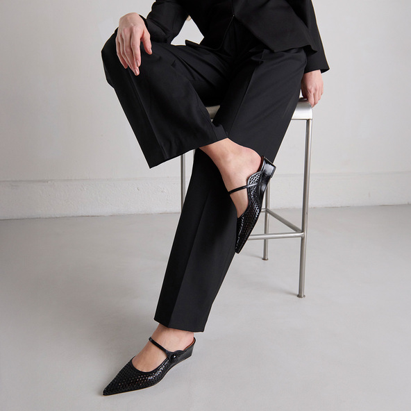 Jonak Pointed-toe Wedge Mules In Black Shiny Leather DECADE