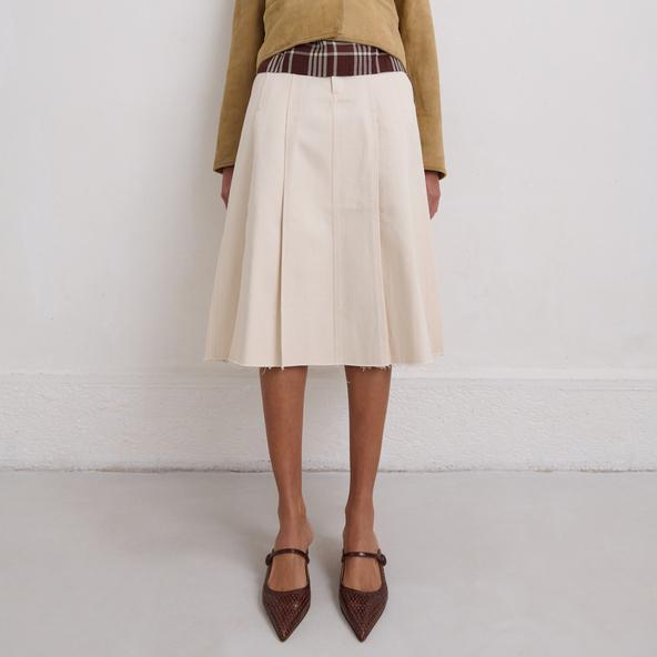 jonak Pointed toe wedge mules in brown shiny leather DECADE