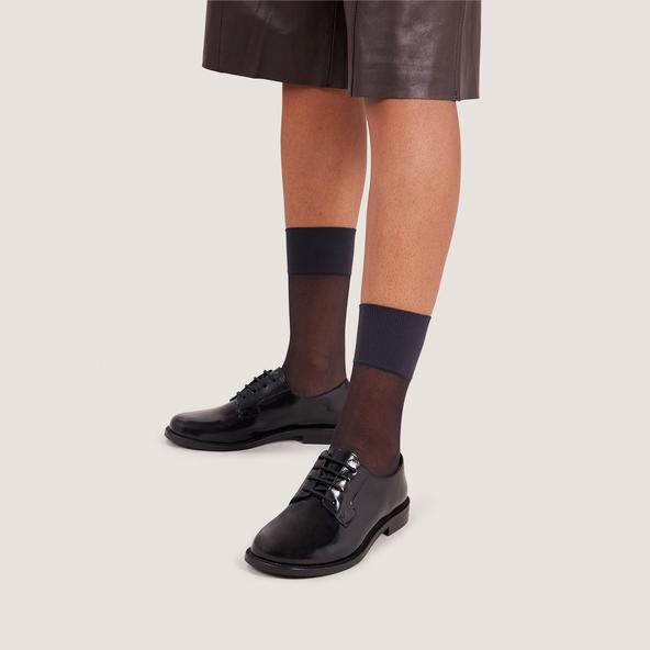 Jonak Round-toe Derbies In Glazed Black Leather DEMMA