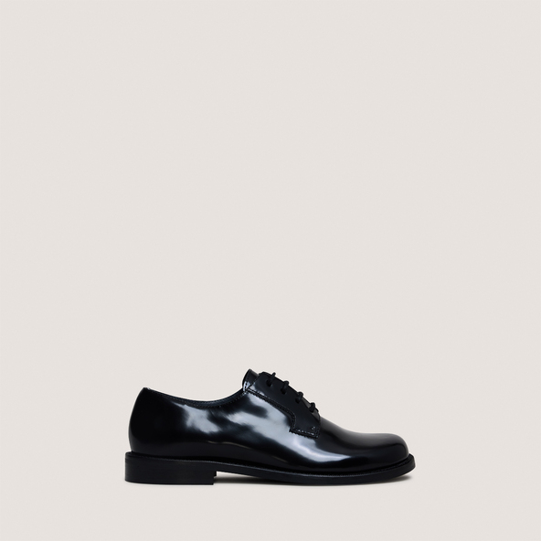 Jonak Round-toe Derbies In Glazed Black Leather DEMMA
