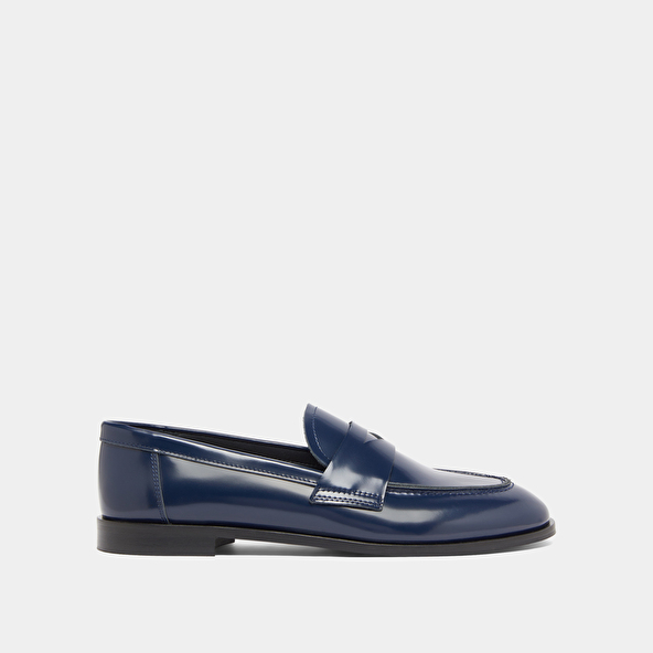 Jonak Round-toe Loafers In Blue Glazed Leather THELMA