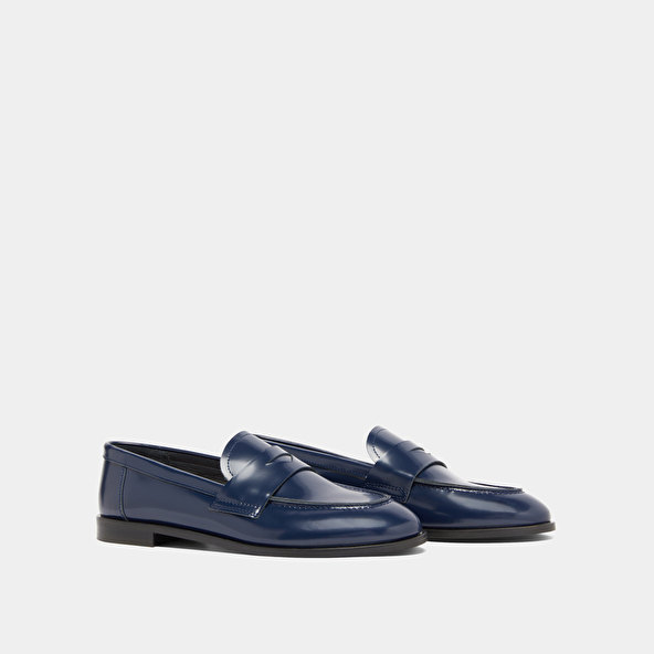 Jonak Round-toe Loafers In Blue Glazed Leather THELMA