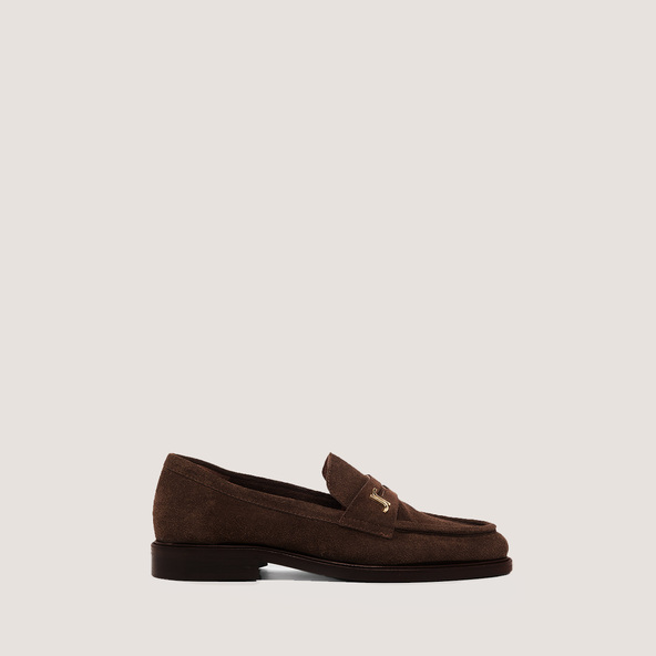 Jonak Round-Toe Loafers In Brown Split Leather DUEDI