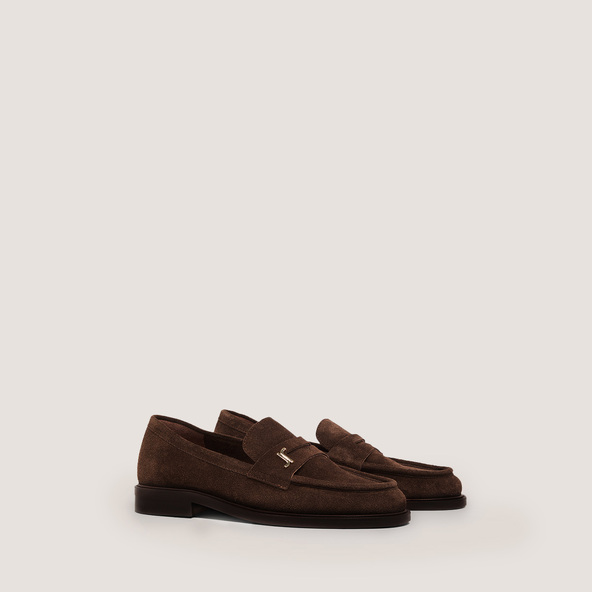 Jonak Round-Toe Loafers In Brown Split Leather DUEDI