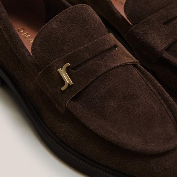 Jonak Round-Toe Loafers In Brown Split Leather DUEDI