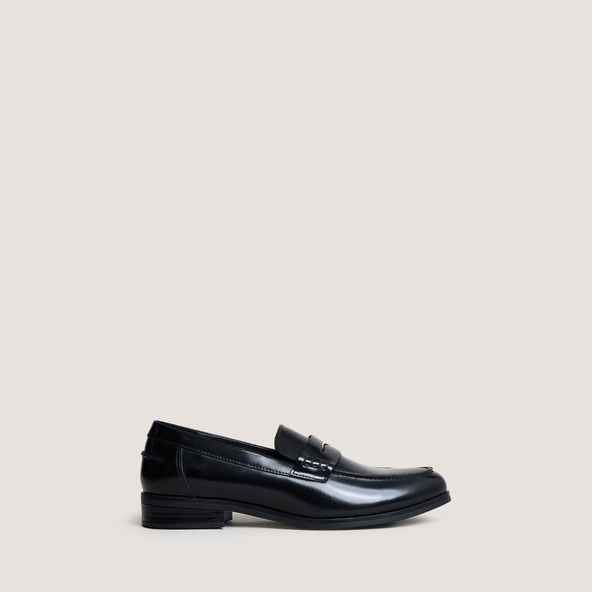 Jonak Round-toe Loafers In Glazed Black Leather ALBIN