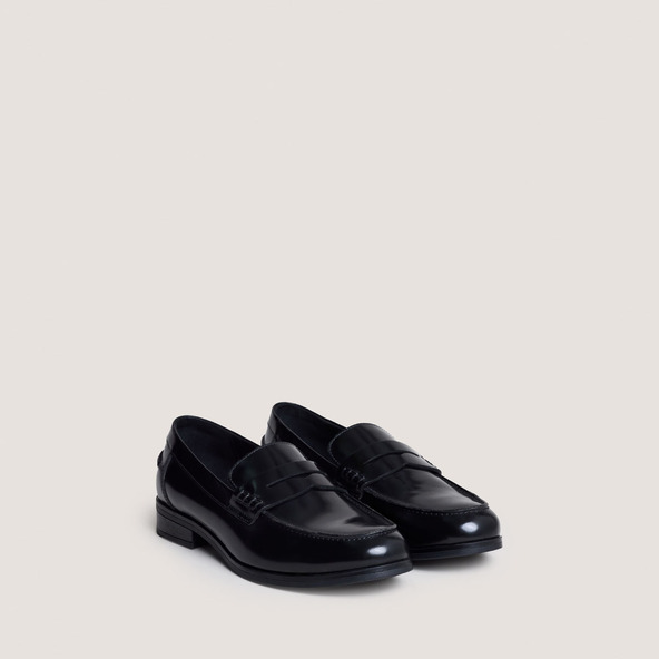 Jonak Round-toe Loafers In Glazed Black Leather ALBIN