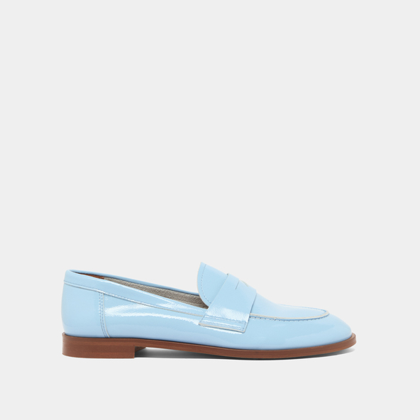 Jonak Round-toe Loafers In Light Blue Pleated Varnish THELMA