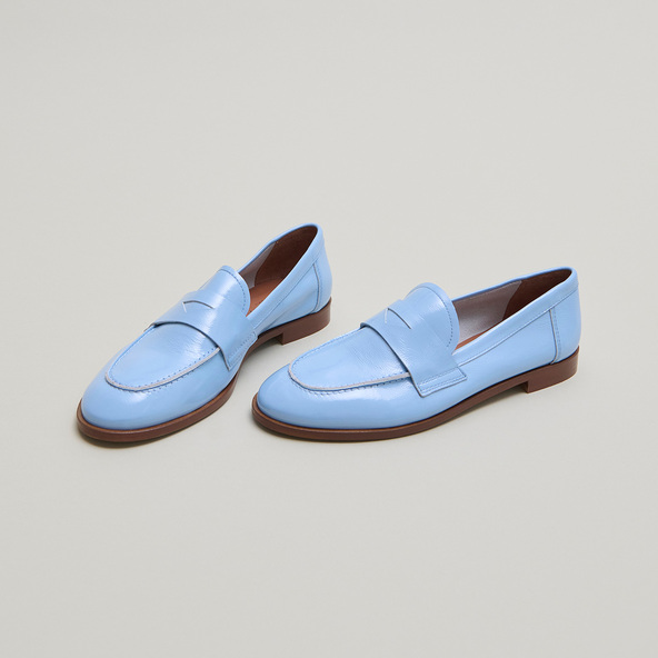 jonak Round-toe loafers in light blue pleated varnish THELMA