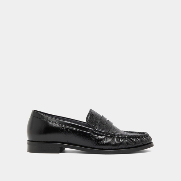 Jonak Round-toed Loafers In Black Distressed Leather DELICE