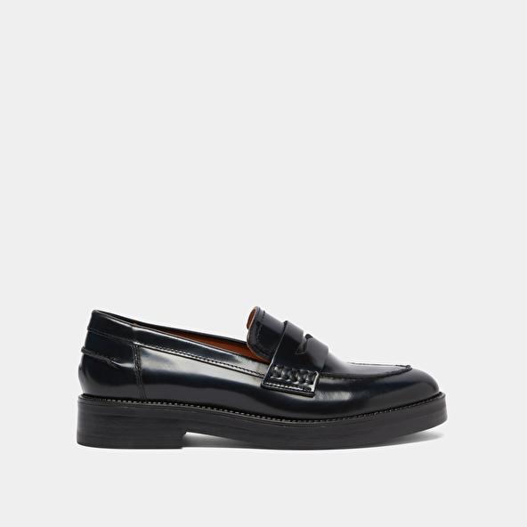 Jonak Round-toed Loafers In Blue Glazed Leather MIRNA