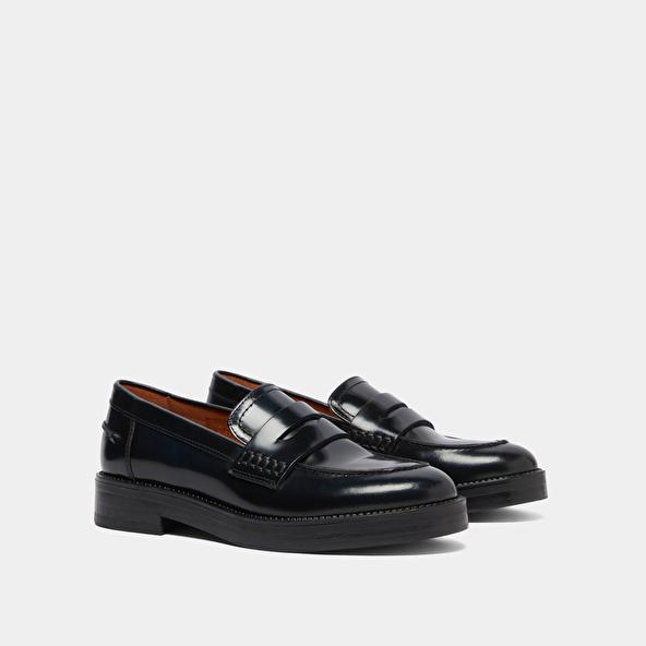 Jonak Round-toed Loafers In Blue Glazed Leather MIRNA
