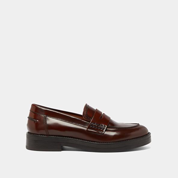 Jonak Round-toed Loafers In Brown Patinated Leather MIRNA