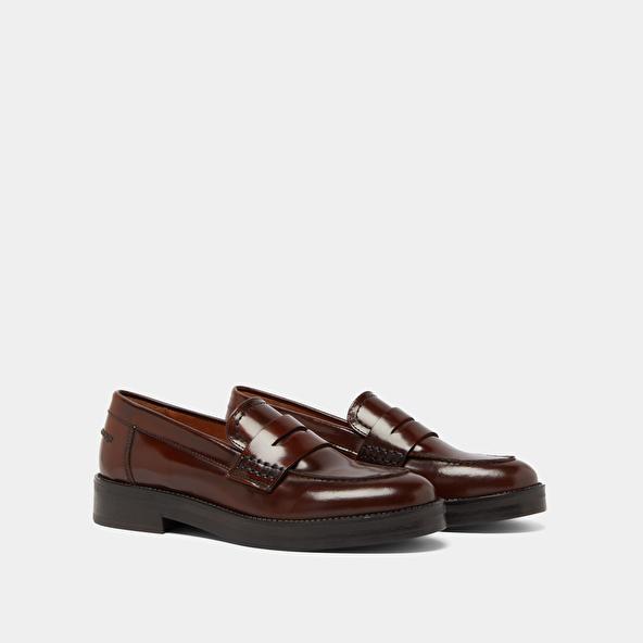 Jonak Round-toed Loafers In Brown Patinated Leather MIRNA
