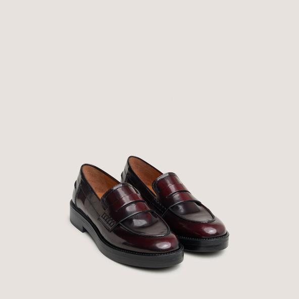 jonak Round-toed loafers in burgundy shiny leather MIRNA