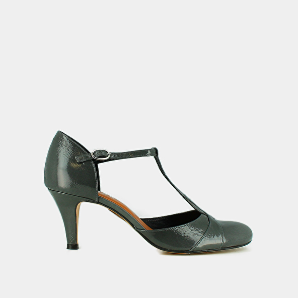 jonak Salomés à talons et boucles ajustables in gray shiny leather VERMEIL