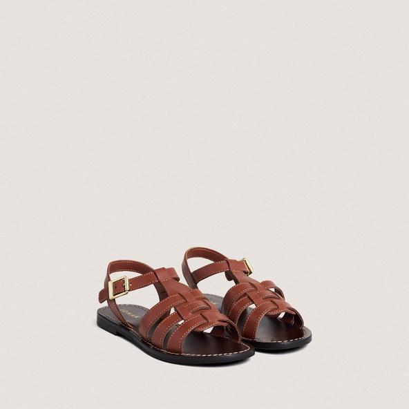 Jonak Sandales à Boucles Ajustables Et Surpiqûres In Cognac Leather WIM