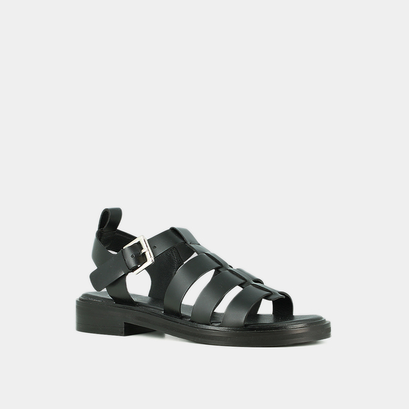 Jonak Sandals With Adjustable Buckles In Black Leather WOOL