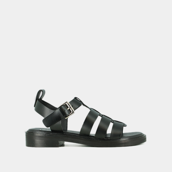jonak Sandals with adjustable buckles in black leather WOOL