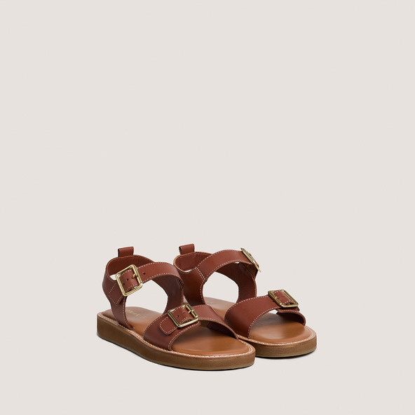 Jonak Sandals With Adjustable Buckles In Cognac Leather WOMA