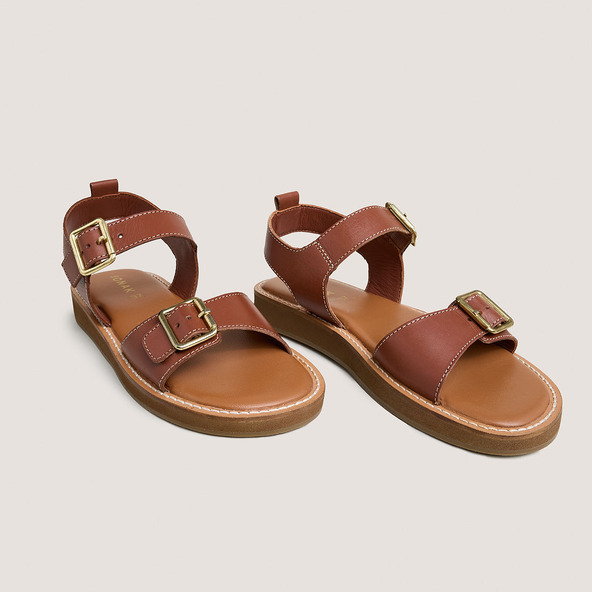 Jonak Sandals With Adjustable Buckles In Cognac Leather WOMA