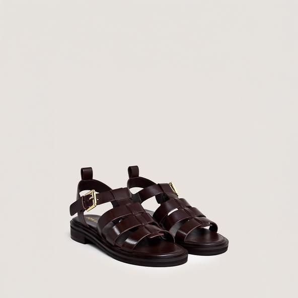 Jonak Sandals With Adjustable Buckles In Dark Brown Leather WOOL