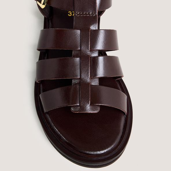 Jonak Sandals With Adjustable Buckles In Dark Brown Leather WOOL