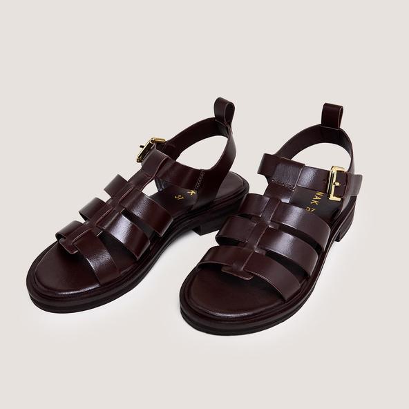 Jonak Sandals With Adjustable Buckles In Dark Brown Leather WOOL
