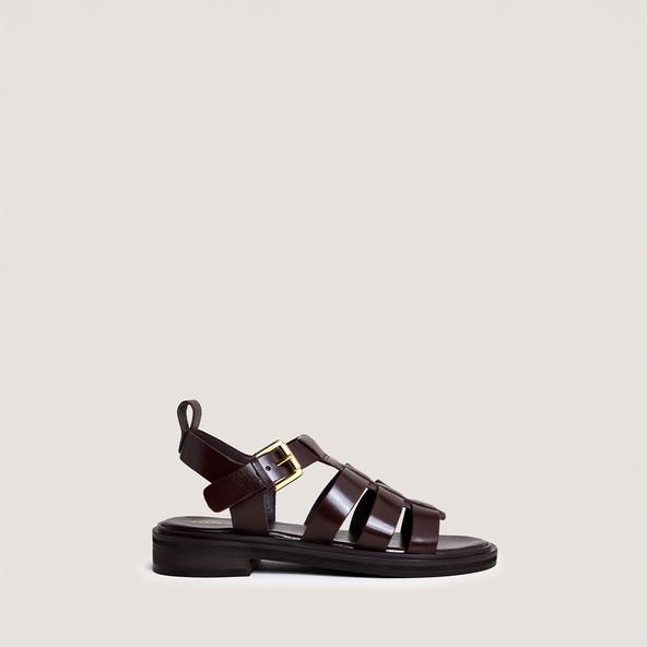 jonak Sandals with adjustable buckles in dark brown leather WOOL