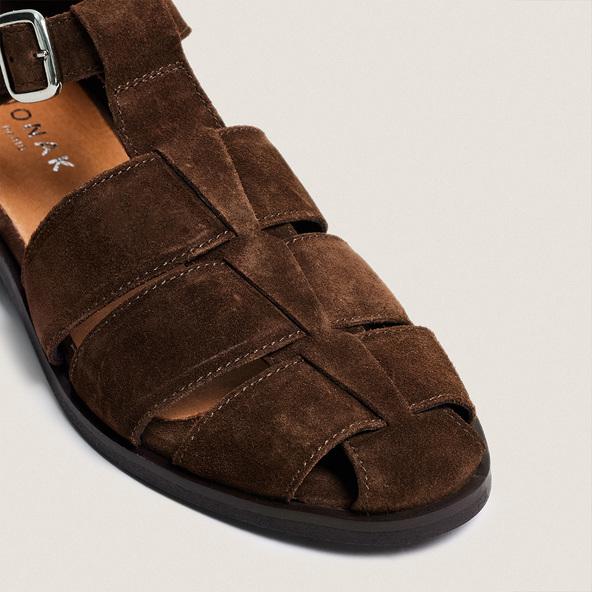 Jonak Sandals With Adjustable Straps In Brown Suede AGOSTA