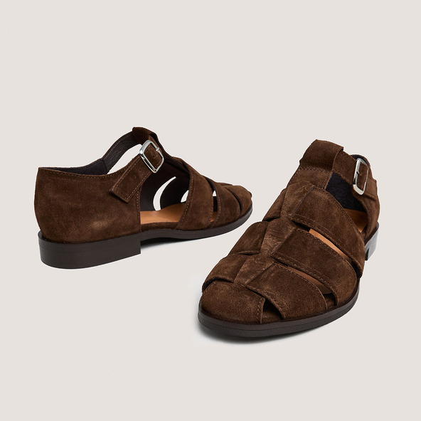 Jonak Sandals With Adjustable Straps In Brown Suede AGOSTA