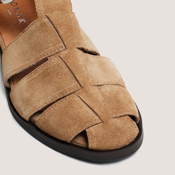 Jonak Sandals With Adjustable Straps In Dark Beige Suede AGOSTA