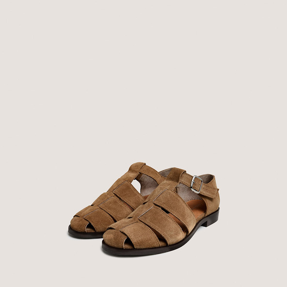 Jonak Sandals With Adjustable Straps In Dark Beige Suede AGOSTA