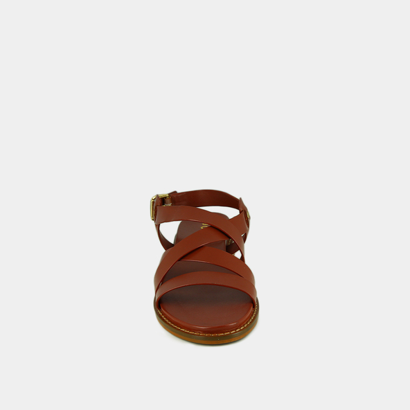 Jonak Sandals With Criss-cross Straps And Adjustable Buckles In Cognac Leather WOKY