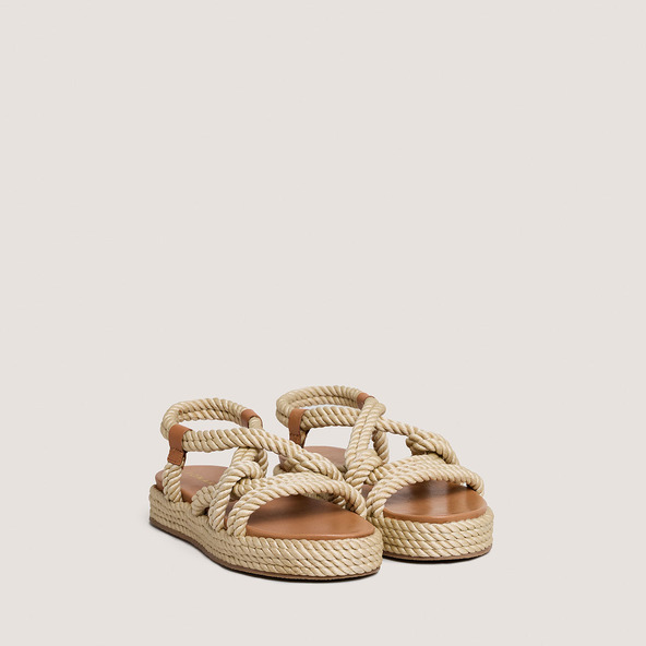 Jonak Sandals With Cross-over Straps In Beige Rope WAEL