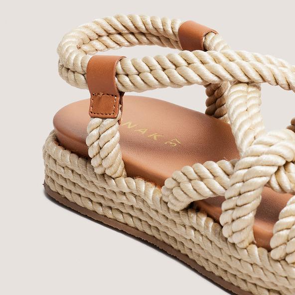 Jonak Sandals With Cross-over Straps In Beige Rope WAEL